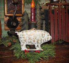 Prim Antique Vtg Style Pig Farmhouse Hog Barnyard Hanging Metal Tin Ornament