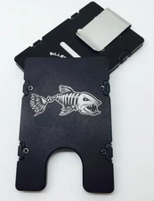 Bone Fish, Aluminum Wallet/Credit Card Holder RFID Protection, Black