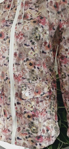TOPSHOP PALE PINK FLORAL PRINT HOODED WATERPROOF RAIN COAT SIZE 8 EXCON - Picture 4 of 15
