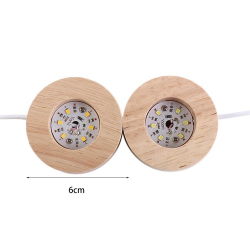 Round Light Base USB Rechargeable Wooden LED Light Display Stand Lamp Holders\ - Picture 3 of 9