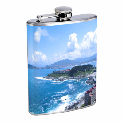 Ocean View D6 8oz Stainless Steel Hip Flask
