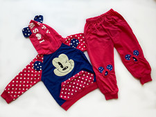 2Pcs Toddler Girl Long Sleeve Outwear Set Red and Pink Mini Mouse Outwear 2T-4T