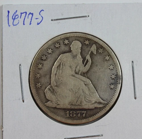1877-S Seated Liberty Half Dollar : Very Good    VG