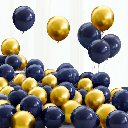 Navy Blue and Gold Balloons, 30pcs 12 Inch Metallic Inflatable Party Decorations - 第 3/3 張圖片