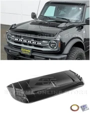 For 21-Up Ford Bronco Raptor Style GLOSSY BLACK Front Hood Bonnet Scoop Cover