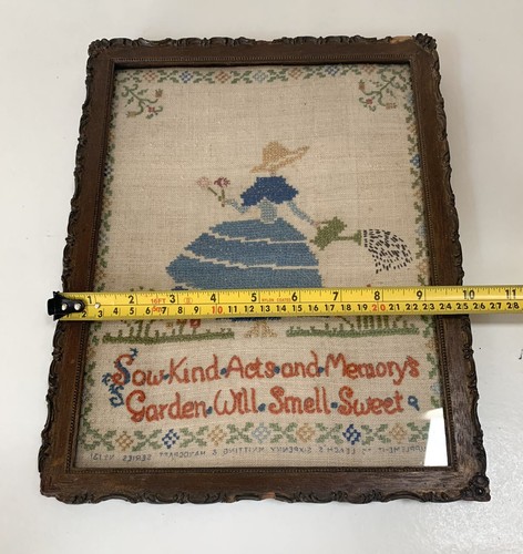 1930’s Embroidery Sampler Needlepoint - Leach’s Sixpenny Knitting Series Framed - Bild 16 von 16