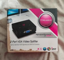 NEW Aluratek AVS02 2-Port VGA Video Splitter High Signal Bandwidth 350MHz