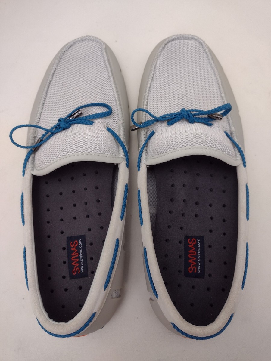 Swims Braided Lace Loafers Boat Shoes Gray Blue Men display picture 1