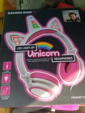 UNICORN PINK HEADPHONES, LED Light-Up, Soundlogic XT, Foldable, NIB