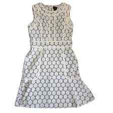 Worthington Dress Womens Size 8 Solid All White Mesh Circles Sleeveless