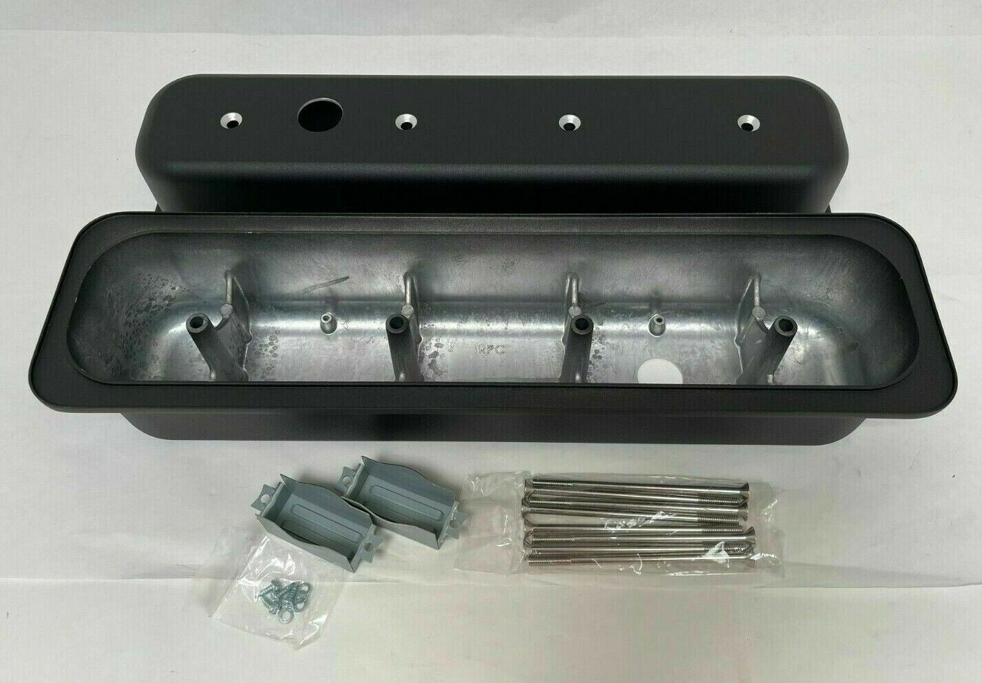 Small Block Chevy Vortec Center Bolt Black Valve Covers, Custom Billet