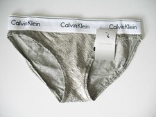 Calvin Klein Modern Cotton Bikini Panty Gray Outline Logo F3787 Sz S - NWT