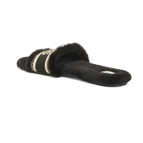 Nicole Miller Cozy Slippers Faux Fur Black Sz. 8.5 nib NEW - Picture 5 of 9