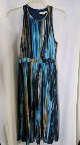 Anthropologie Paper Crown River Blue Midi Polyester Sleeveless Halter Dress - 0P - Picture 2 of 6