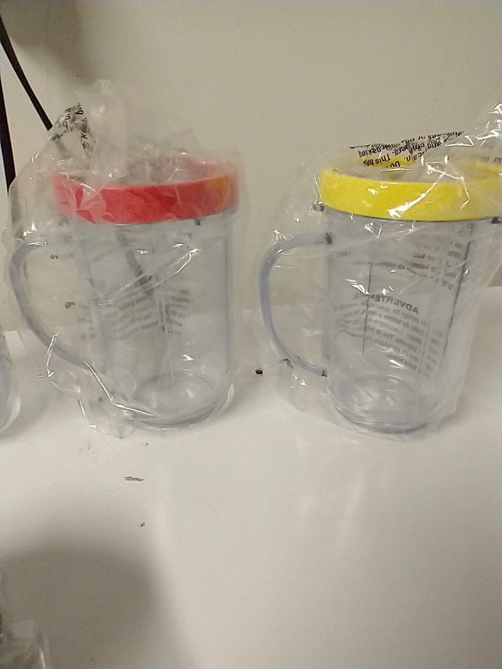 4 Magic Bullet Blender Mugs Cups With Rings & Lids Replacement Parts - Image 3 of 4