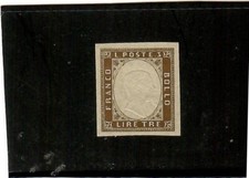 ANTICHI STATI-SARDEGNA-RARISSIMO 3 LIRE MNH**GOMMA INTEGRA-MARGINI PERFETTI