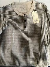 Stripped Thermal Shirt Gray / White Size - Large - Brand New