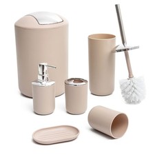 Moss Stone 6-Piece Bathroom Accessories Set, Includes Soap Dispenser, Beige