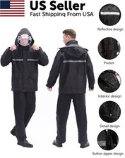 Rain Suits Black Safety Jacket Raincoat Hooded Waterproof Fishing Pants