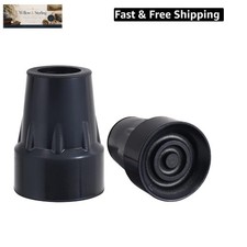 Walking Cane Tips 3/4 Inch Heavy Duty Black Cane Rubber Tips Replacement, 2Pack