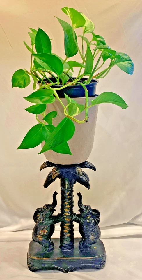 Soporte para plantas de bronce elefantes isla tropical decoración estilo Tommy Bahama Foto 2 de 4