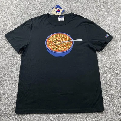 Camisa Champion Hombres Mediana Negra Estampado Gráfico Cuenco Correr Divertida Senderismo Aire Libre - Imagen 1 de 4