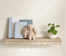 Pottery Barn Marlowe Scallop Wood Beaded Shelf Set Of 2 25 Inch