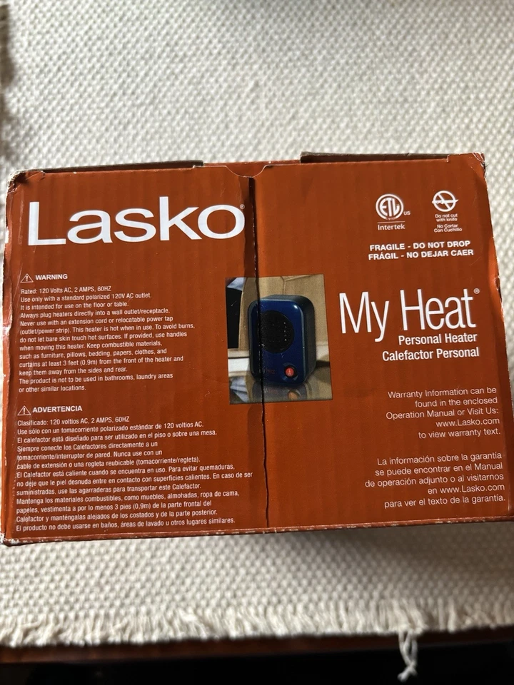 Mini calentador de espacio personal Lasko MyHeat 200 W azul, 6 pulgadas Foto 4 de 4