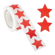 1" Star Stickers, 500 Pcs Semi Gloss Labels for Teacher Supplies, Red
