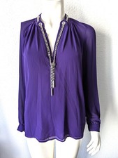 MICHAEL KORS Blouse XS NEW with Tags NP$110 PURPLE VIOLET Large Chain Chiffon