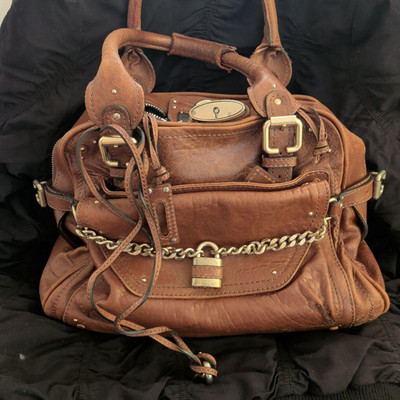 Chloe Paddington Padlock Handbag Shoulder Bag Cadena Chamel Leather Vintage Y2K