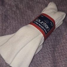 Vintage PURITAN Men's USA Made White Acrylic Nylon Socks 10-13/6-12 Shoe 3 Pack