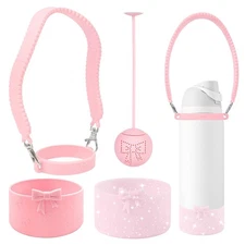 Silicone Bow Water Bottles Accessories Set for Owala 32 oz Water Bottles，