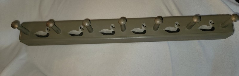 Wooden Coat Rack With Stenciled Ducks