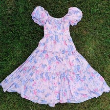 Love Shack Fancy Emory Dress, Floral Lilac. Puff sleeves, size 6. Cotton & Silk