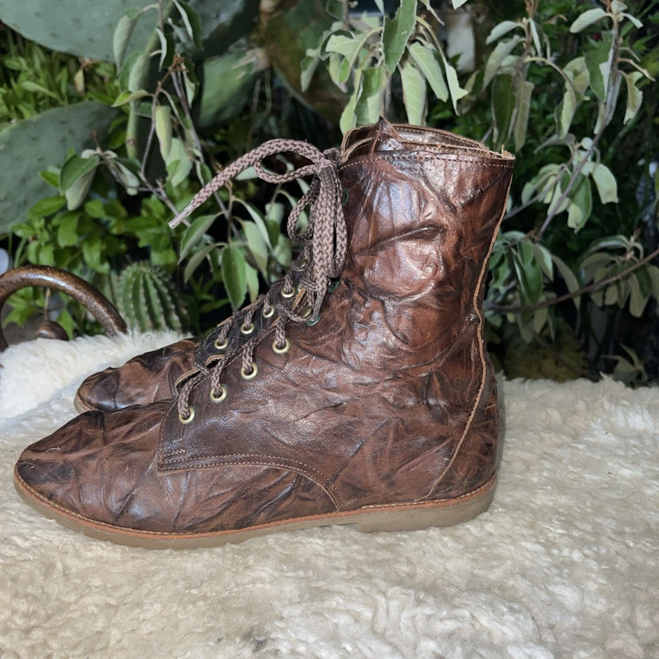 Vintage Sbicca Women Leather Lace Up Ankle Boots Brown Size 7 - Image 2 of 4