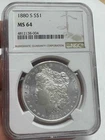 1880 S MS 64  San Francisco Morgan Silver One Dollar Coin $1 NGC Free Shipping