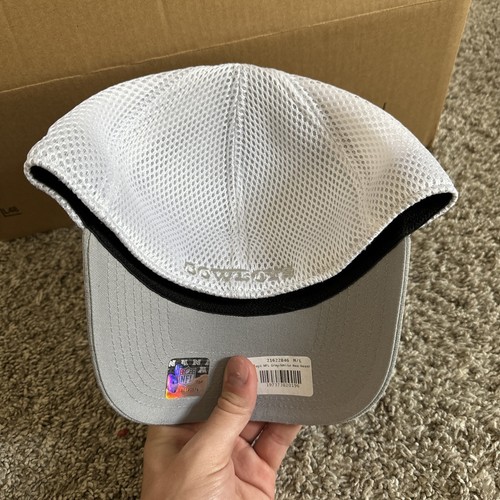 NEW ERA 39THIRTY NFL DALLAS COWBOYS MENS MESH STRETCH NEO HAT GREY/WHITE SZ M/L - Afbeelding 4 van 5
