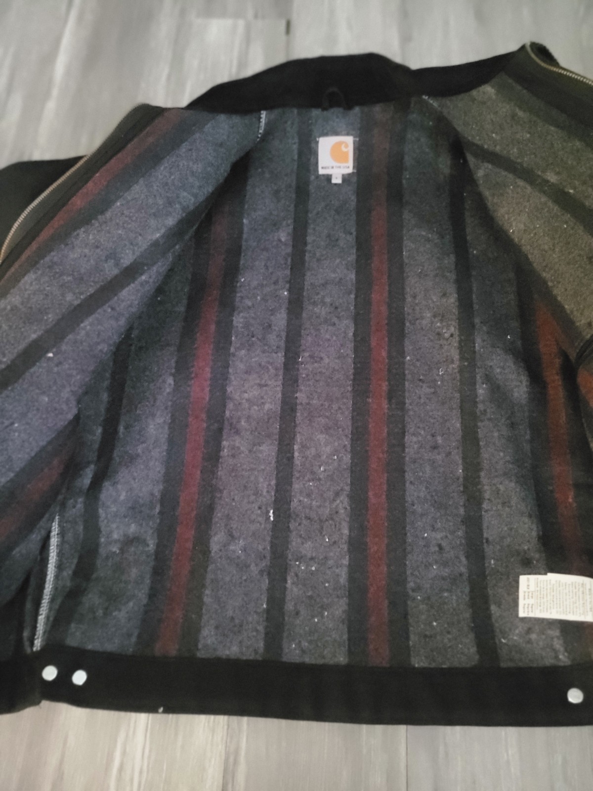 Carhartt Detroit J001 Blk Blanket Lined 125th Anniversary jacket made USA sz LG image 8