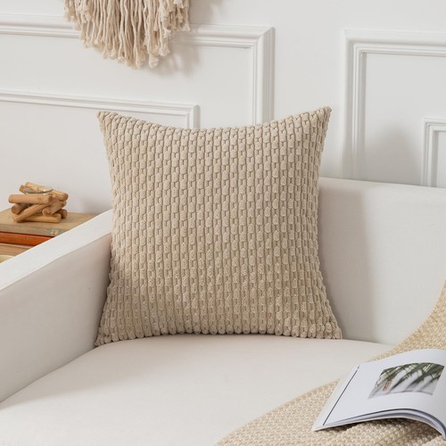Kevin Textil Überwurf Kissenbezüge weicher Cord 22" x (2er Pack), beige - Bild 4 von 8