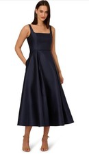 Adrianna Papell Sleeveless Mikado Ankle Dress, Midnight, Size 16P