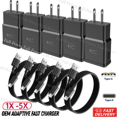 Fast Charging Block for Samsung Android USB Charger Plug Adapter USB C Cable Lot