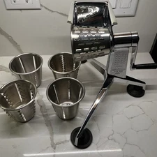 Vtg Saladmaster Food Processor Manual Slicer Shredder Machine 5 Cones No Guard