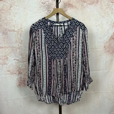 CATO boho indie artisan top size 18W 20W boho folk calico mixed print shirt