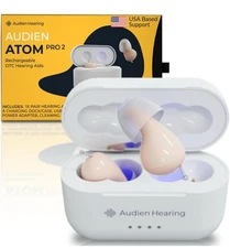 Audien ATOM PRO 2 Wireless Rechargeable OTC Hearing Aid, Premium Comfort