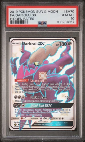 Pokemon Darkrai Gx Hidden Fates Full Art SV70/SV94 PSA 10 Gem Mint