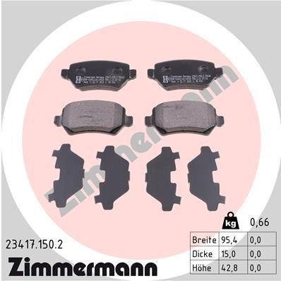 Zimmermann Bremsbelagsatz, Scheibenbremse 23417.150.2 FüR Opel-image