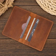 Luufan Genuine Leather Card Holder Purse Rfid Card Case Brown Mini Slim