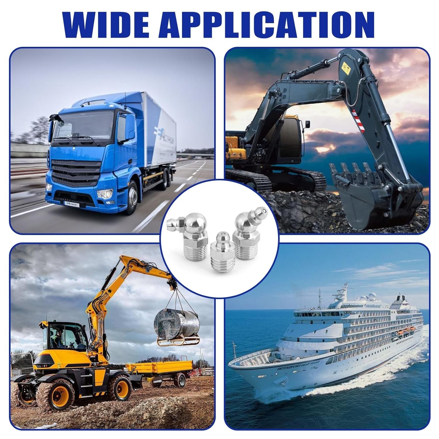 310PCS SAE & Metric Grease Nipple Assortment Kit, Hydraulic Grease Fittings Stan