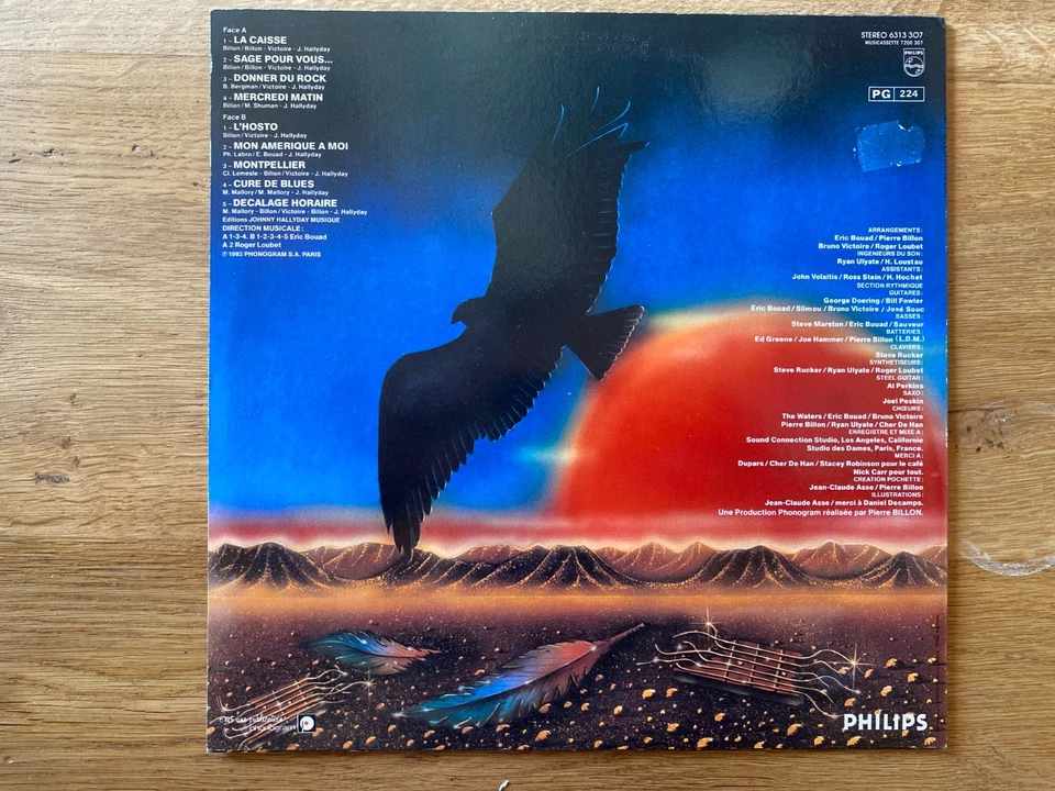 JOHNNY HALLYDAY disque vinyl 33 tours quelque part un aigle année 1982 Bon état - Photo 2/2